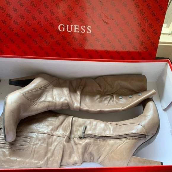 Guess Shoes Guess Womens Gray Leather Tall Boots Sz 6 Poshmark
